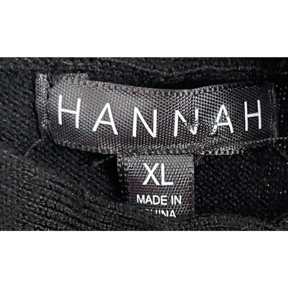 Hannah Womens Sweater Black White Trim Short Sleeve Knit Top XL - Picture 2 of 4